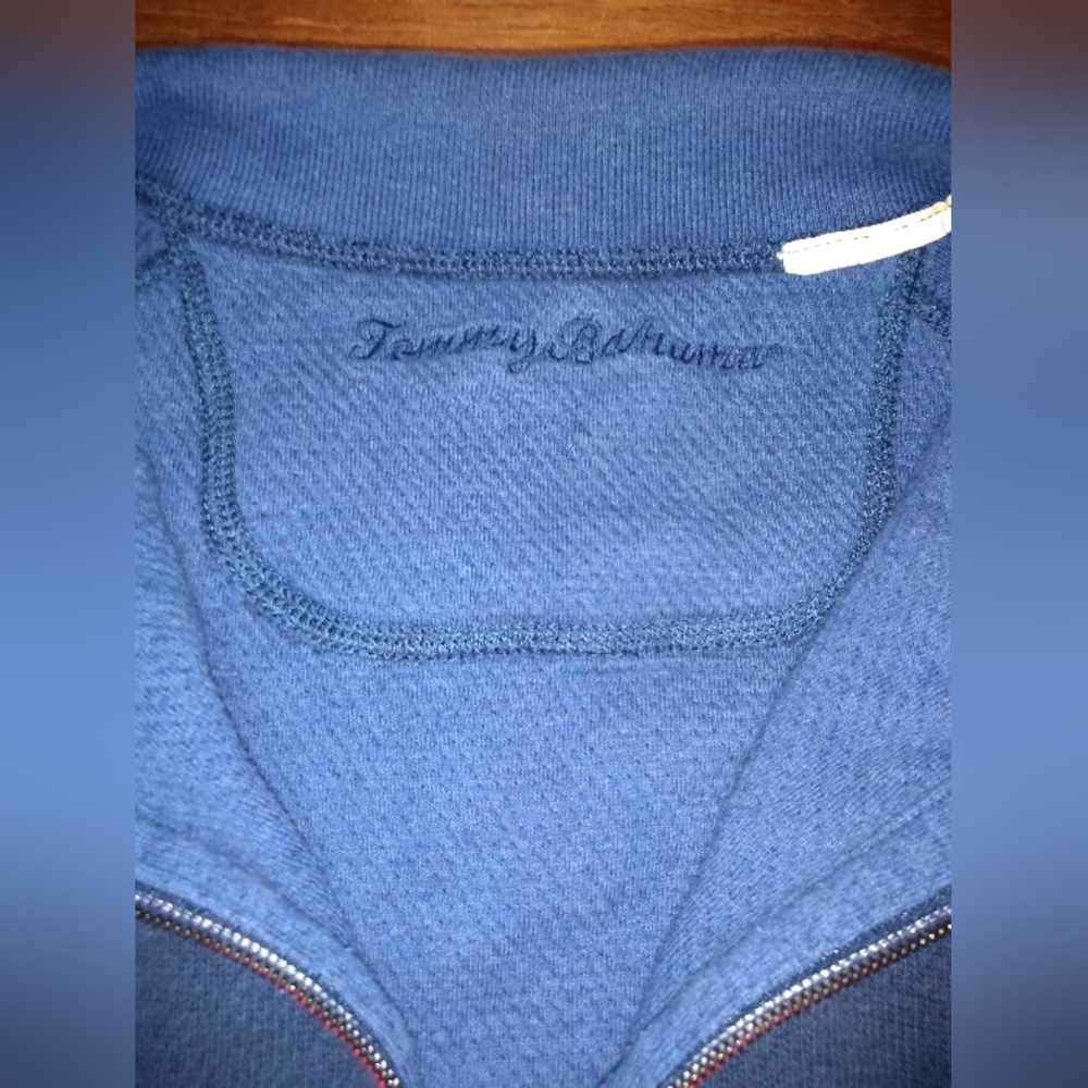 Retro Tommy Bahama Collared Knit Shirt, Blue, Size Large, 1/4 Zip, Long … - Picture 3 of 10